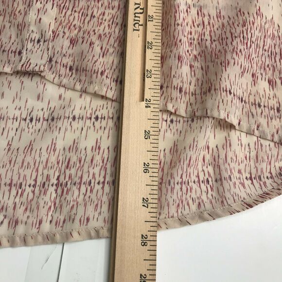 UO Pins & Needles Top Womens Medium Pink Ivory V Neck Smocked Button Down - Picture 8 of 9